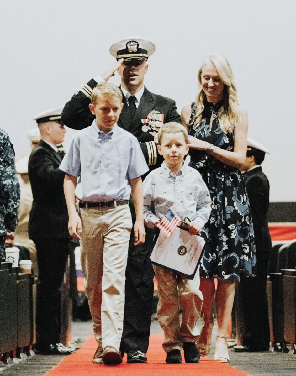 The Harvey family at Mr. Chris Harvey’s Naval promotion ceremony in San Diego.